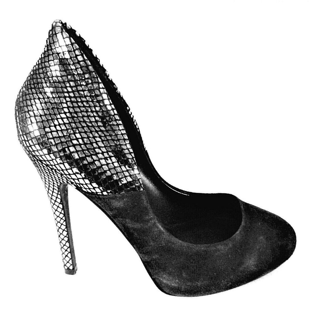 Aldo Black Gold Suede Pumps Heels Shoes Women's 7